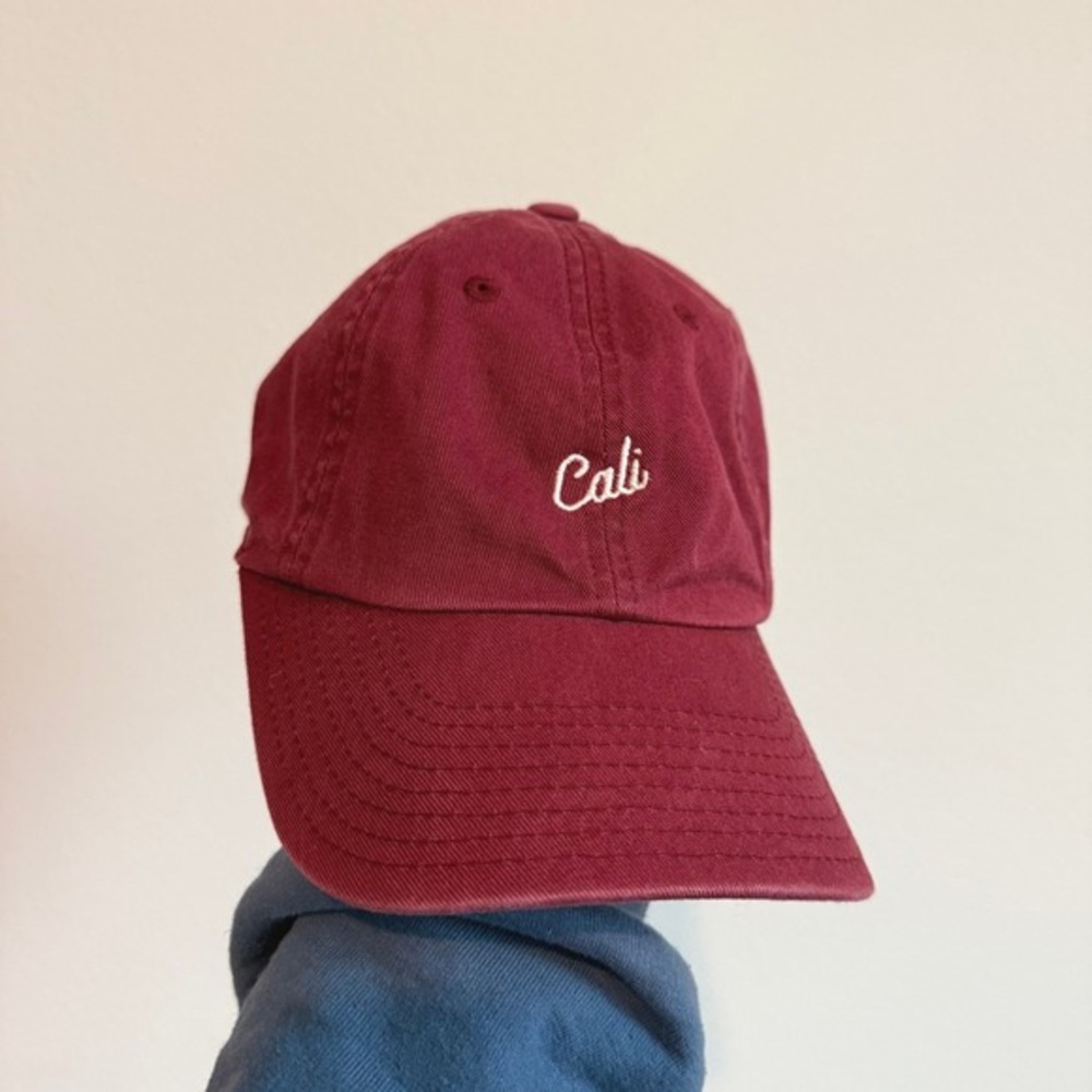 American Needle Cali Hat Burgundy Maroon Dad Cap Embroidered Cotton Vintage Vibe